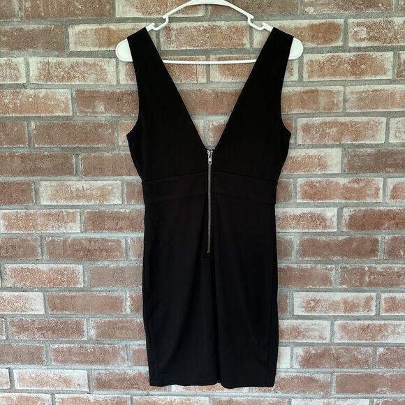 Fashion Nova Deep Plunge V Neck Embroidered Mini Dress Small Black - Picture 4 of 9